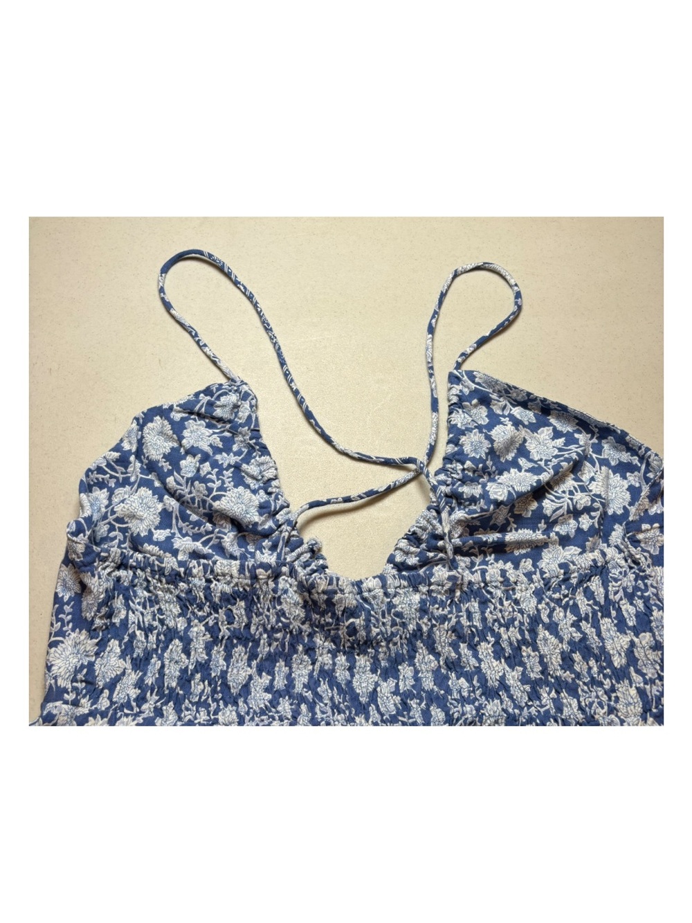 Sim & Sam Maxi Dress XL Blue White Floral Sundress V-Neck Strappy Coastal Boho - Picture 9 of 12